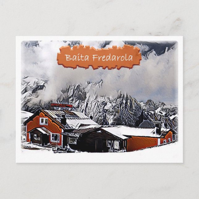 Italien - Alphütte Baita Fredarola - Dolomiti Postkarte (Vorderseite)