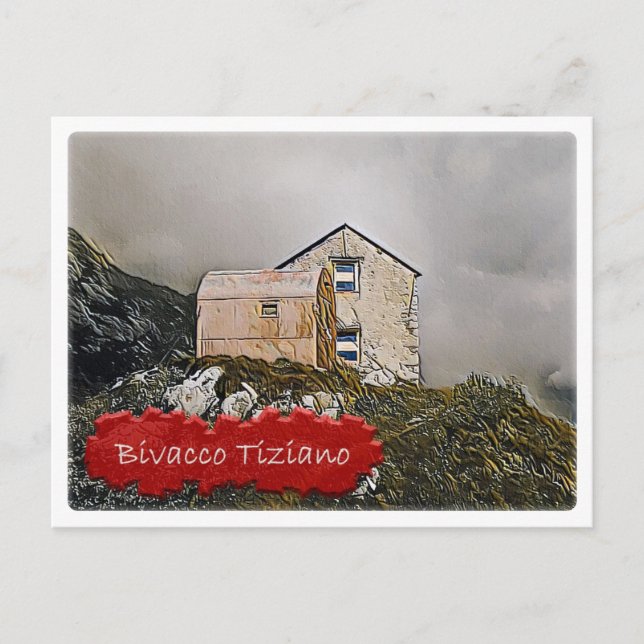 Italien Alphütte Bivacco Tiziano Dolomiti - Postkarte (Vorderseite)
