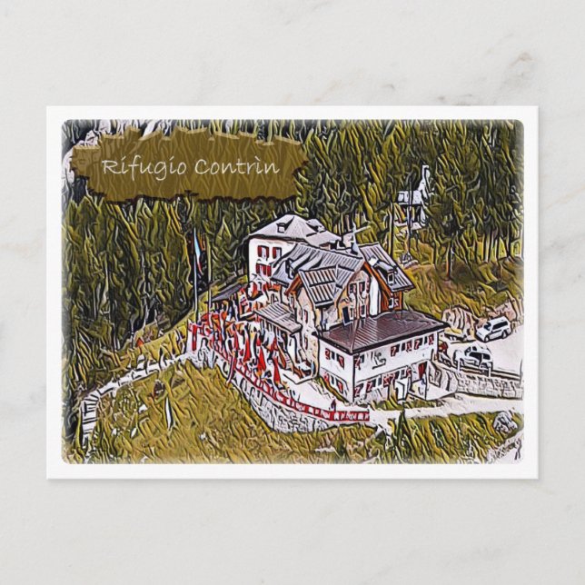Italien - Alphütte Contrin - Dolomiti Postkarte (Vorderseite)