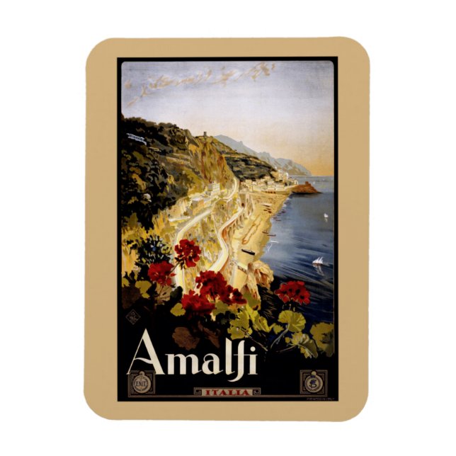 Italien Amalfi Coast Vintage Travel Poster Magnet (Vertikal)