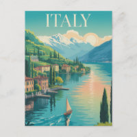 Italien Amalfi-Küste Illustration Reise Kunst Vint