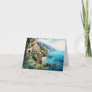 Italien Amalfi Küste Landschaft Aquarellmalerei. Karte