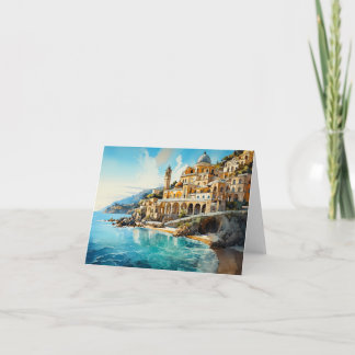 Italien Amalfi Küste Landschaft Aquarellmalerei. Karte