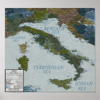 Italien - Anstieg des Meeresspiegels um 100 m Poster