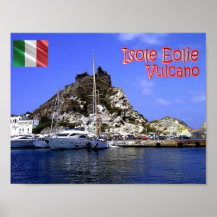 Italien - Äolische Inseln - Vulkan - Hafen - Poster