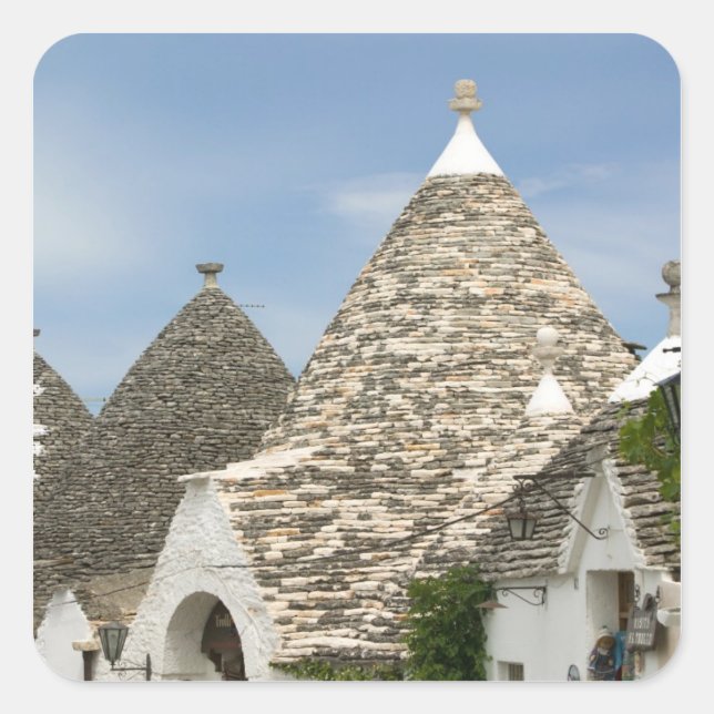 Italien, Apulien, Alberobello, Terra dei Trulli, Quadratischer Aufkleber (Vorderseite)
