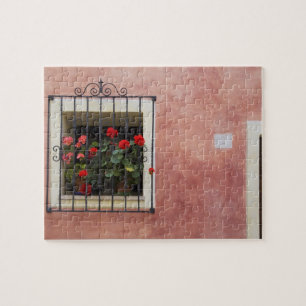 Italien, Asciano, Blumenkästen mit frühlingsfrisch Puzzle