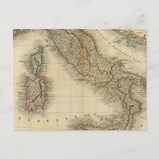 Italien Atlas Map Postkarte (Vorderseite)