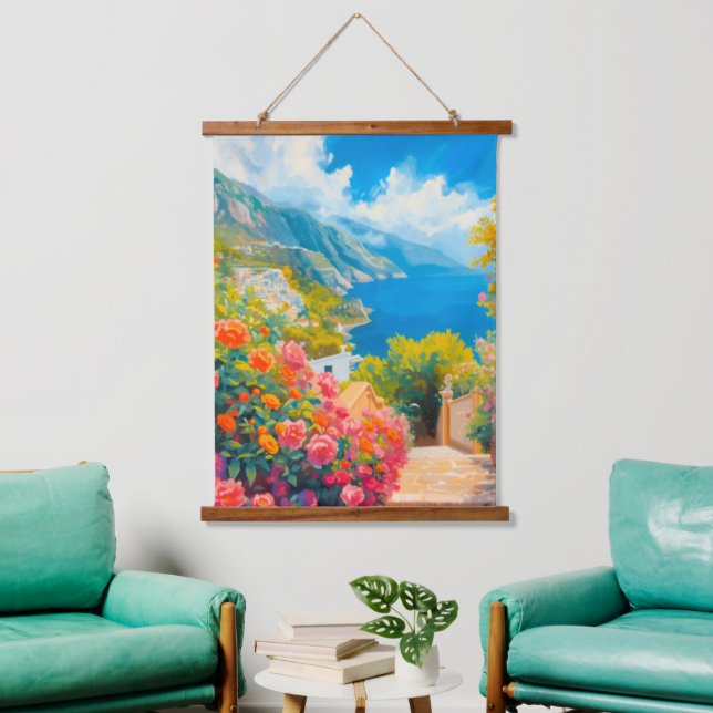 Italien Blumen Wandteppich Mit Holzrahmen (Wohnzimmer)