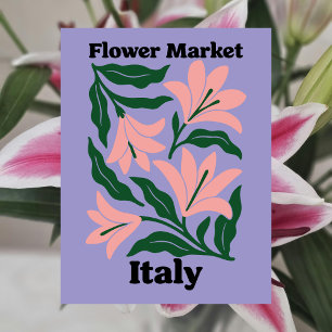 Italien Blumenmarkt Rosa Lilie & Smaragdblatt Postkarte