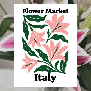 Italien Blumenmarkt Rosa Lilie & Smaragdblatt Postkarte