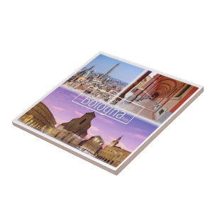 Italien BOLOGNA, Piazza Maggiore, zwei Türme, Fliese