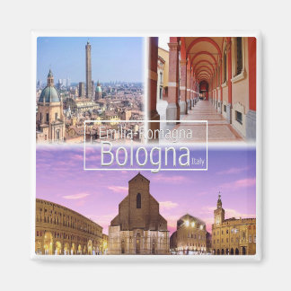 Italien BOLOGNA, Piazza Maggiore, zwei Türme, Kühl Magnet