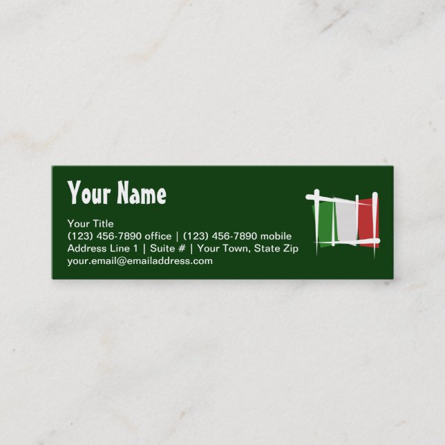 Italien-Bürsten-Flagge Mini Visitenkarte (Vorderseite)
