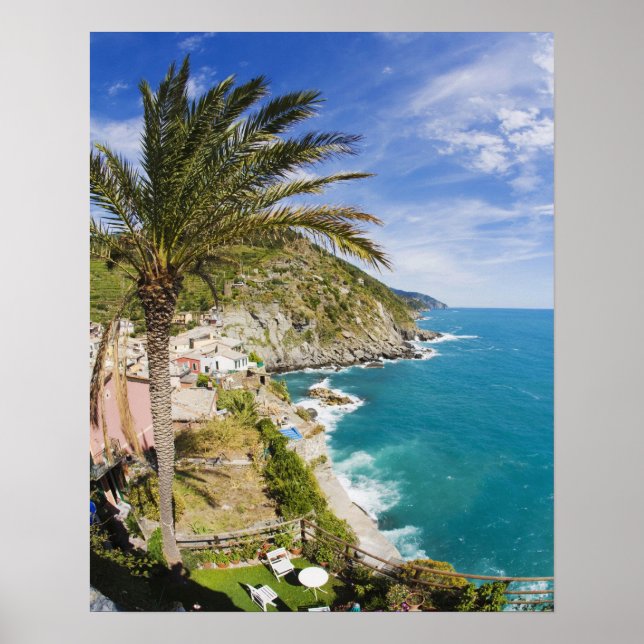 Italien, Cinque Terre, Vernazza, Hillside Town Poster (Vorne)