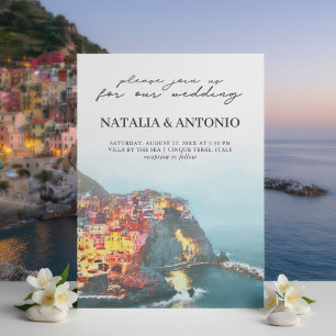 Italien Cinque Terre Watercolor Wedding Einladung