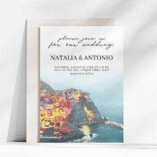 Italien   Cinque Terre Watercolor Wedding Einladung