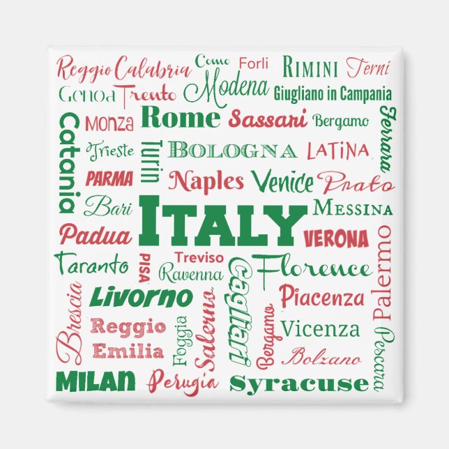 Italien Cities Magnet - italienische Flaggenfarben (Vorne)