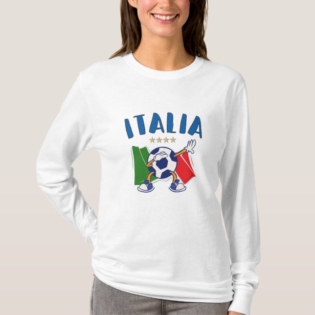 Italien - Dabbing Fußball-Flagge - 4 Sterne T-Shirt (Vorderseite)
