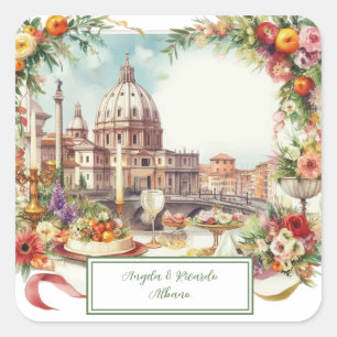 Italien, Einladung zum Abendessen in Florenz, Quadratischer Aufkleber