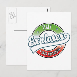 Italien Entdecker in das Abenteuerlogo. Postkarte