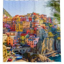 Italien Farbenfrohe Meereshäuser Malerei Duschvorhang