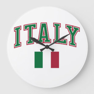 Italien + Flagge Große Wanduhr