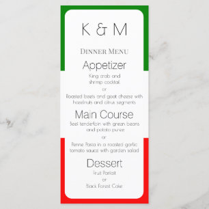 Italien - Flagge Italiens Menükarte