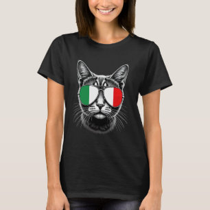 Italien Flagge Katzen Gesicht Sonnenbrille Italien T-Shirt