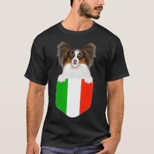 Italien Flagge Papillon Hund In Tasche T-Shirt