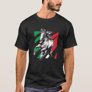 Italien Flagge Pferdereiten Reitsport Hufeisen T-Shirt