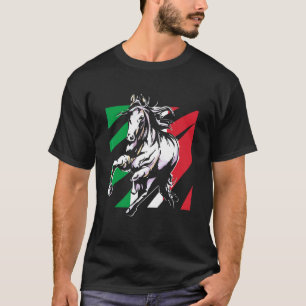 Italien Flagge Pferdereiten Reitsport Hufeisen T-Shirt