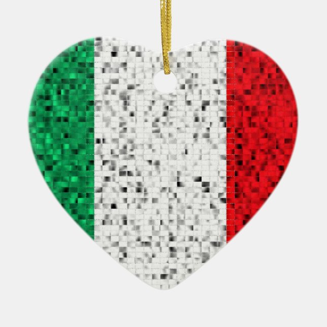 Italien-Flaggen-Glitterverzierung Keramik Ornament (Vorne)