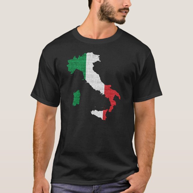 Italien-Flaggen-Karte T-Shirt (Vorderseite)