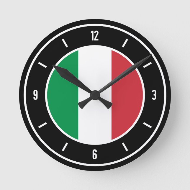 Italien Flaggenelegante Runde Wanduhr (Vorderseite)