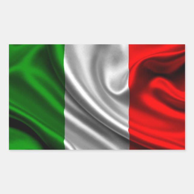 Italien Flaggengewebe Rechteckiger Aufkleber (Vorderseite)