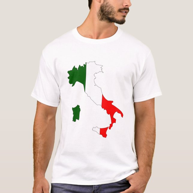 Italien-Flaggenkarte T-Shirt (Vorderseite)