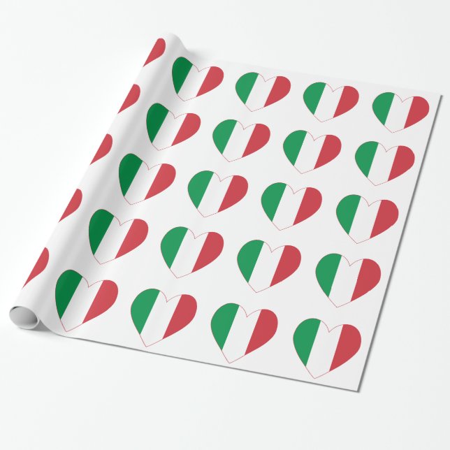 Italien Flaggenstaat Rote Grenze Herz Geschenkpapier (Ungerollt)
