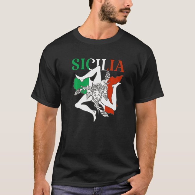 Italien Flaggenstaat Trinacria Sicilia Sizilien Si T-Shirt (Vorderseite)