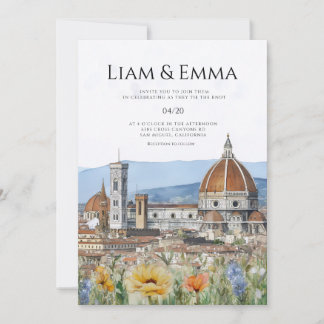 Italien Florenz Landschaft Hochzeit im Vintage-Sti Einladung