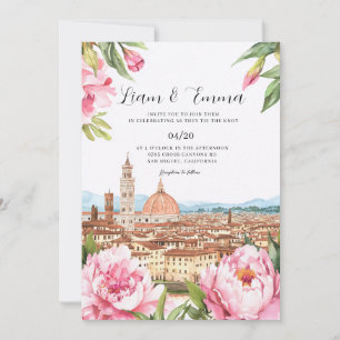 Italien Florenz Landschaft Hochzeit im Vintage-Sti Einladung