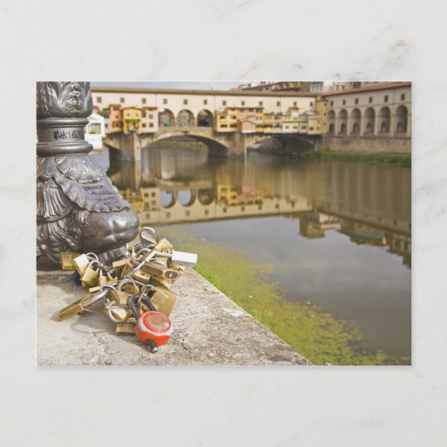 Italien, Florenz, Liebe Locks und Reflektionen in Postkarte (Vorderseite)