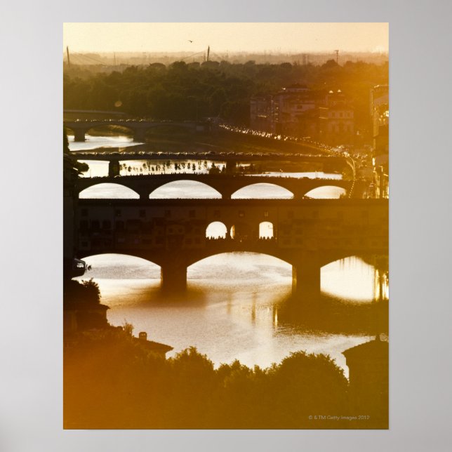 Italien, Florenz, Ponte Vecchio und Arno Poster (Vorne)