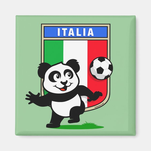 Italien Football Panda Magnet (Vorne)