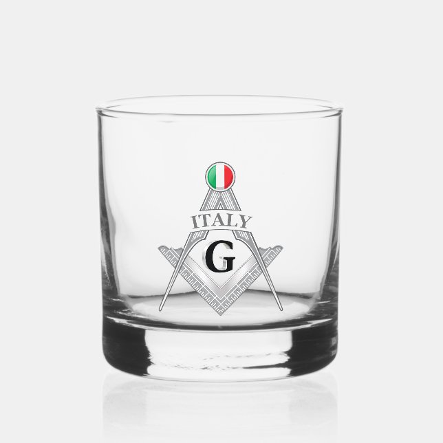 Italien Freimaurerei Zeichen Whiskyglas (Vorderseite)