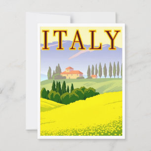 Italien Frühjahrsfelder Retro Inspiriert Postkarte