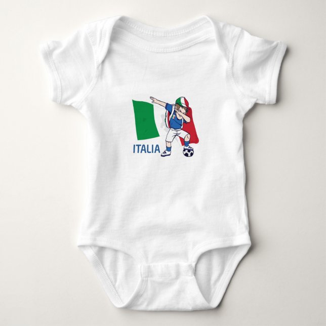 Italien Fußball Fan Kind Dabbing Schulboy Baby Strampler (Vorderseite)