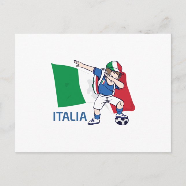 Italien Fußball Fan Kind Dabbing Schulboy Postkarte (Vorderseite)