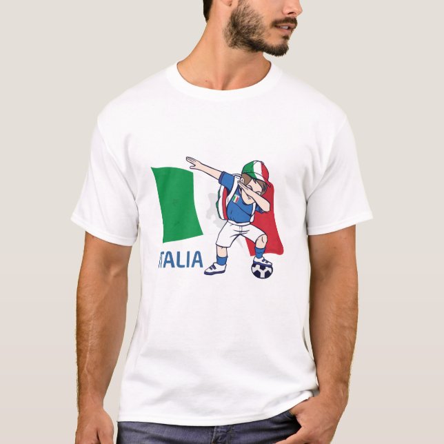 Italien Fußball Fan Kind Dabbing Schulboy T-Shirt (Vorderseite)