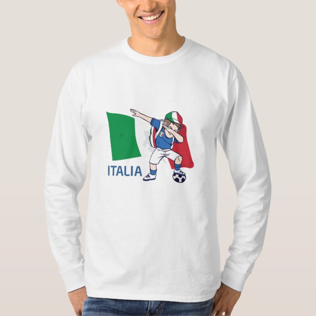 Italien Fußball Fan Kind Dabbing Schulboy T-Shirt (Vorderseite)